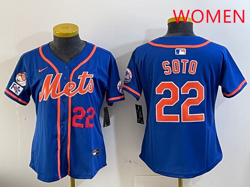 Women New York Mets #22 Soto Blue Game Fashion 2025 Nike MLB Jersey style 4